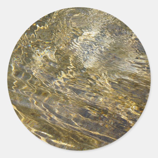 Goldenes Wasser Runder Aufkleber (Vorderseite)