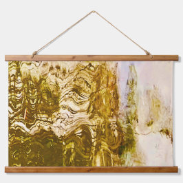 Goldenes Wasser Wandteppich Mit Holzrahmen