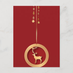 Goldenes Weihnachts Reh Elegantes Festliches Winte Postkarte