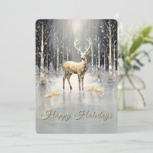 Goldenes Weihnachts-Rentier-Feiertagskarte