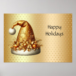 Goldenes Weihnachtsmannmütze-Holiday-Poster Poster