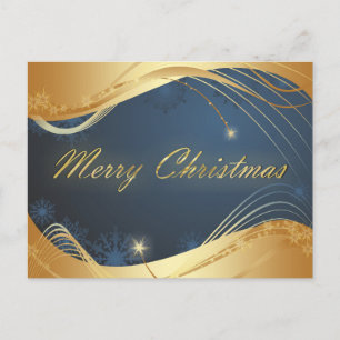 Goldenes Weihnachtsmotiv mit blauem Hintergrund... Feiertagspostkarte