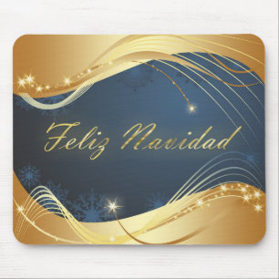 Goldenes Weihnachtsmotiv mit blauem Hintergrund... Mousepad