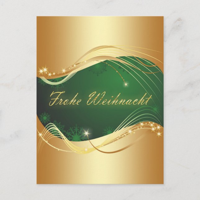 Goldenes Weihnachtsmotiv mit grünem Hintergrund Postkarte (Vorderseite)