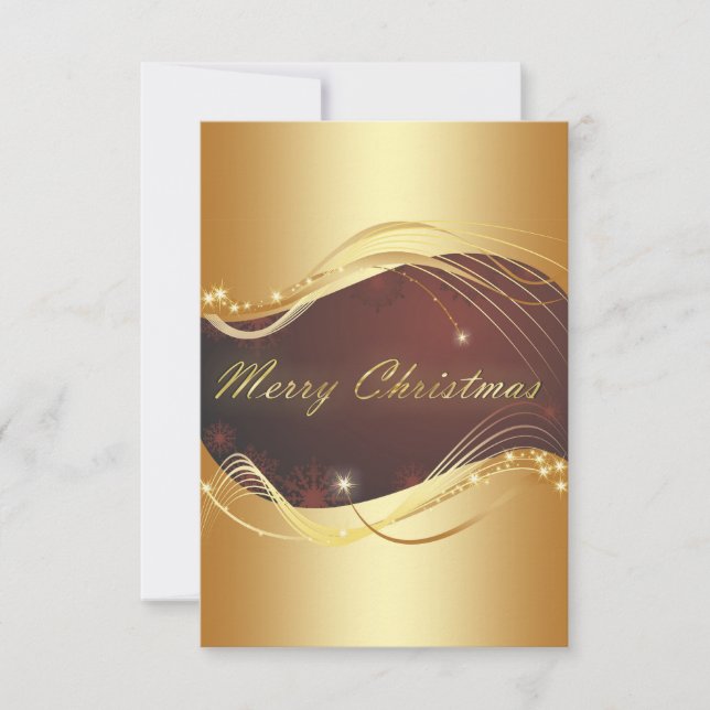 Goldenes Weihnachtsmotiv mit rotem Hintergrund Einladung (Vorderseite)