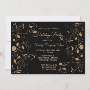 Goldenes Weihnachtsmuster Party Einladung