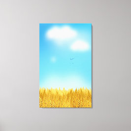 Goldenes Weizenfeld Blauer Himmel Ölgemälde Sommer Leinwanddruck