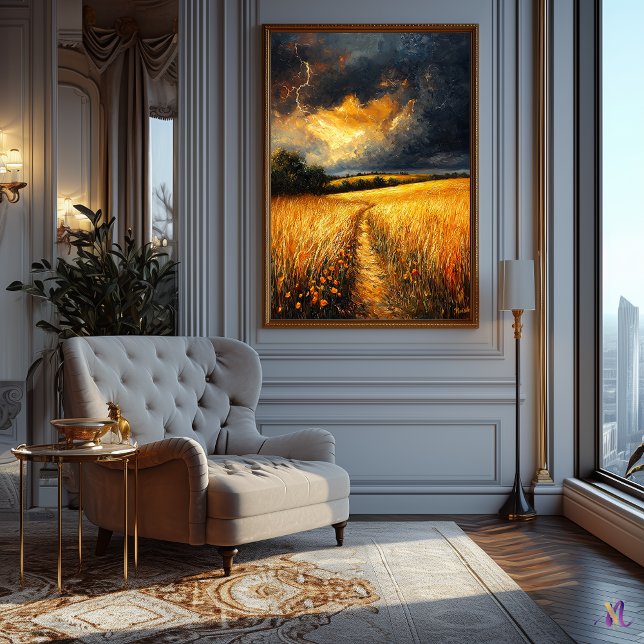 Goldenes Weizenfeld im Sturmhimmel in beeindrucken Poster (Von Creator hochgeladen)