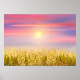 Goldenes Weizenfeld Sonnenuntergang Ölgemälde Somm Poster