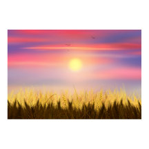 Goldenes Weizenfeld Sonnenuntergang Ölgemälde Somm