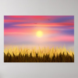 Goldenes Weizenfeld Sonnenuntergang Ölgemälde Somm Poster