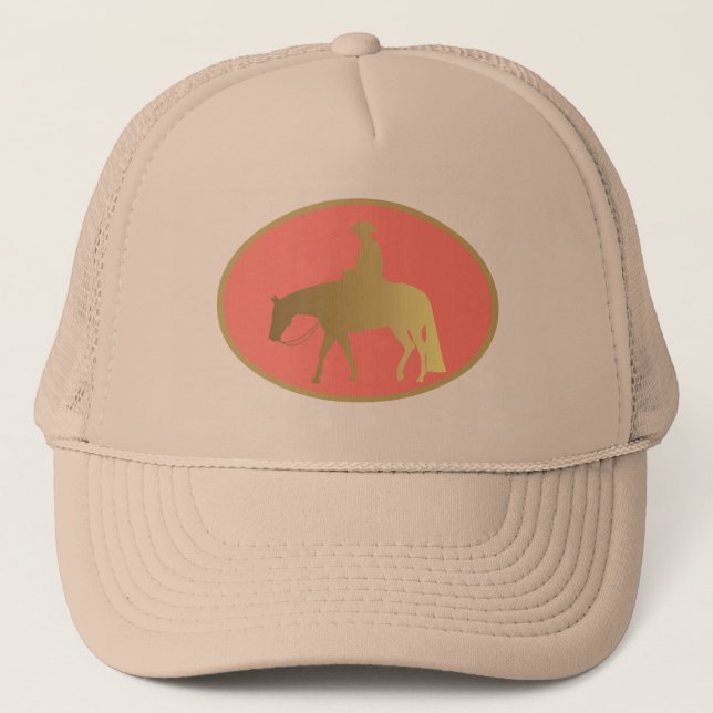 Goldenes Western-Vergnügens-Pferd Truckerkappe (Vorderseite)