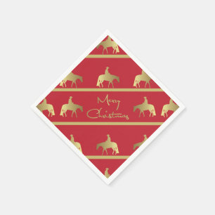 Goldenes Western-Vergnügens-Pferderot-Weihnachten Serviette