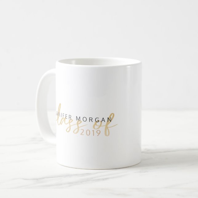 Goldenes Whimsisches Script | Abschluss Kaffeetasse (Vorderseite Links)