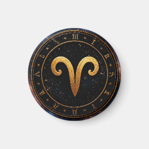 Goldenes Widder-Tierkreisrad-Symbol Magnet