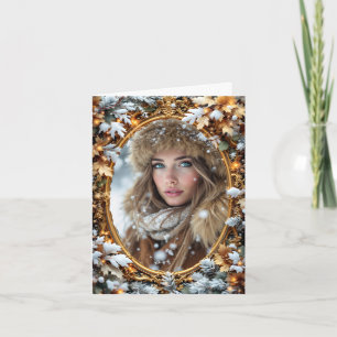 Goldenes Winterbild Rahmen Karte