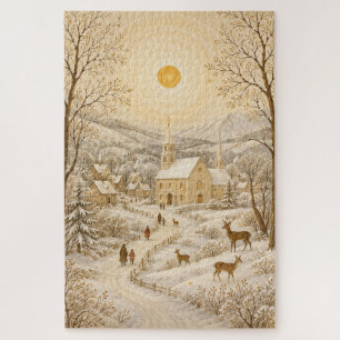 Goldenes Winterdorf Kirchenlandschaft