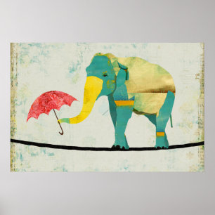 Goldenes würdevolles Elefant-Kunst-Plakat Poster