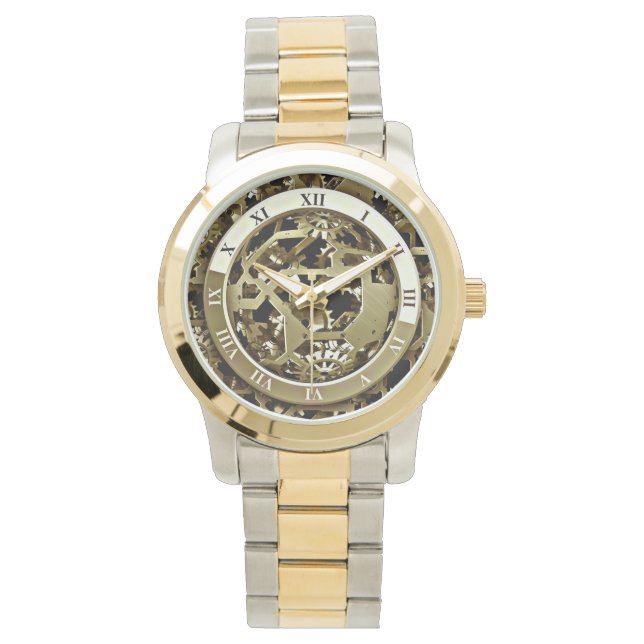 Goldenes Zahnradmuster für Armbanduhr (Vorderseite)