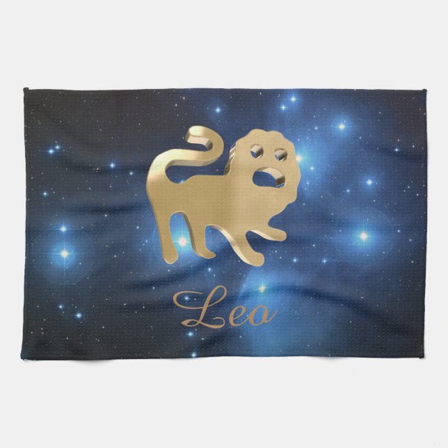 Goldenes Zeichen Löwen Geschirrtuch (Horizontal)