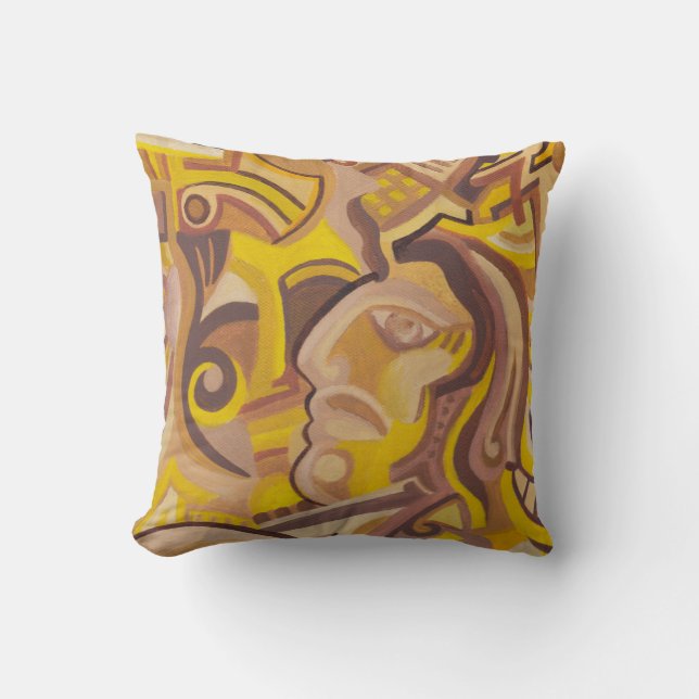 Goldenes Zeitalter Abstrakte Kunst Aussichtskissen Kissen (Vorderseite)