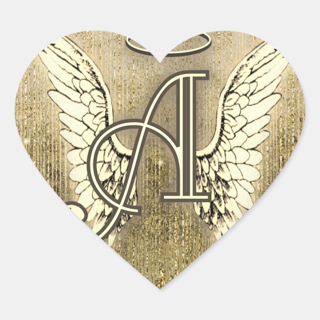Goldengel Wings Herz-Buchstaben A Herz-Aufkleber (Vorderseite)