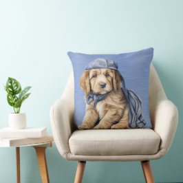 GOLDENRETRIEVER-PUPPEN MIT BLAUEM HAT KISSEN