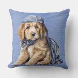 GOLDENRETRIEVER-PUPPEN MIT BLAUEM HAT KISSEN