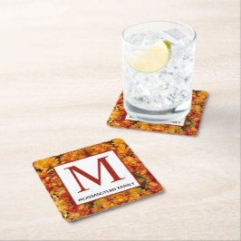 Goldenrod Nah-up Editable Monogram Rechteckiger Pappuntersetzer