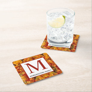 Goldenrod Nah-up Editable Monogram Rechteckiger Pappuntersetzer