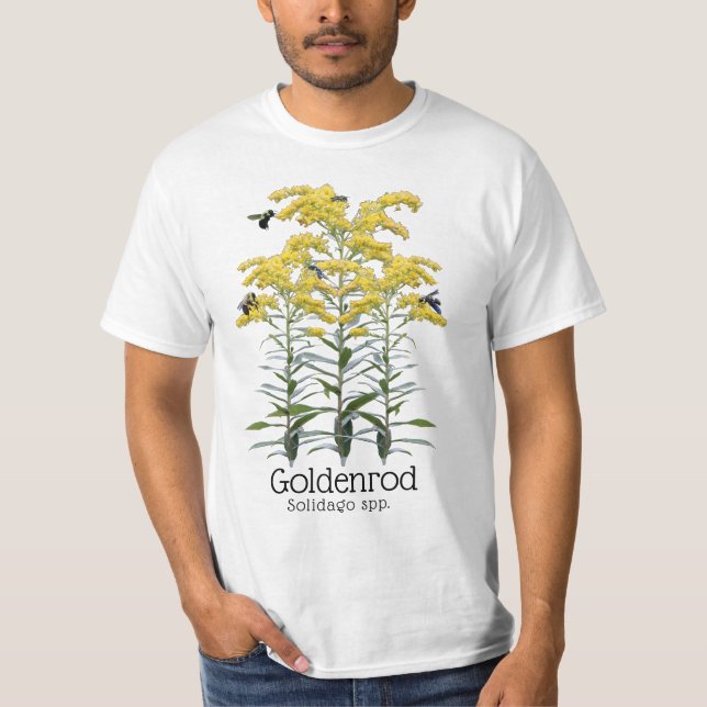 Goldenrod Solidago Bienen und Wasch T-Shirt (Vorderseite)