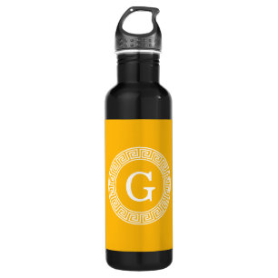 Goldenrod Welch griechischer Schlüsselrahmen Initi Trinkflasche