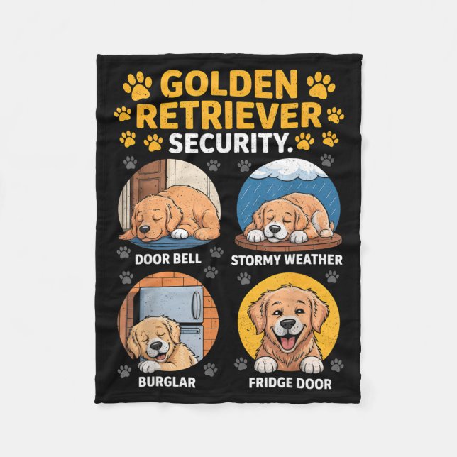 Goldens Tee Golden Retriever Security Funny  Fleecedecke (Vorderseite)