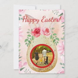 Golder Easter egg with photo Einladung