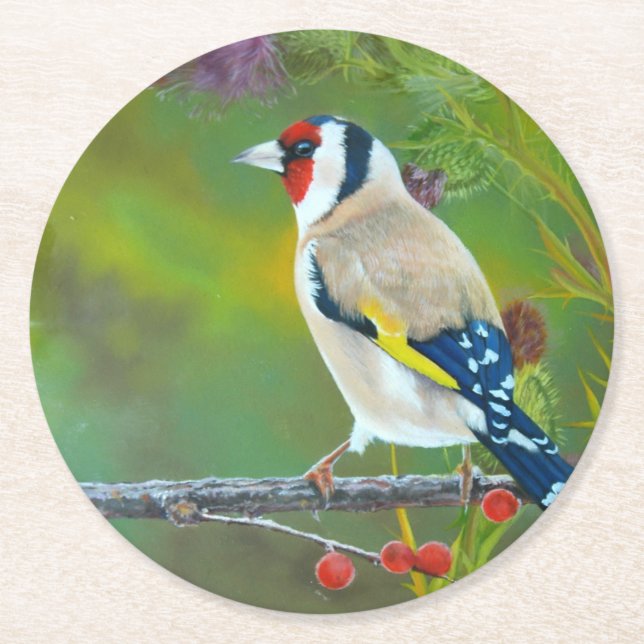 Goldern Finch Coaster Runder Pappuntersetzer (Vorderseite)