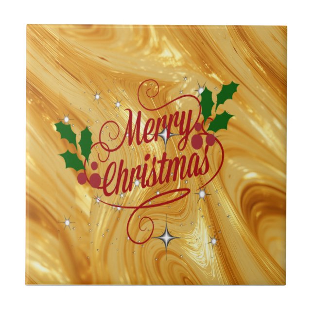 Goldfarbe, Frohe Weihnachten, Fliese (Vorderseite)
