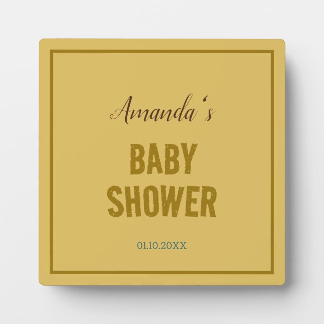 Goldfarbe Moderne Minimalistische Babydusche Fotoplatte (Vorderseite)