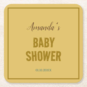 Goldfarbe Moderne Minimalistische Babydusche Rechteckiger Pappuntersetzer