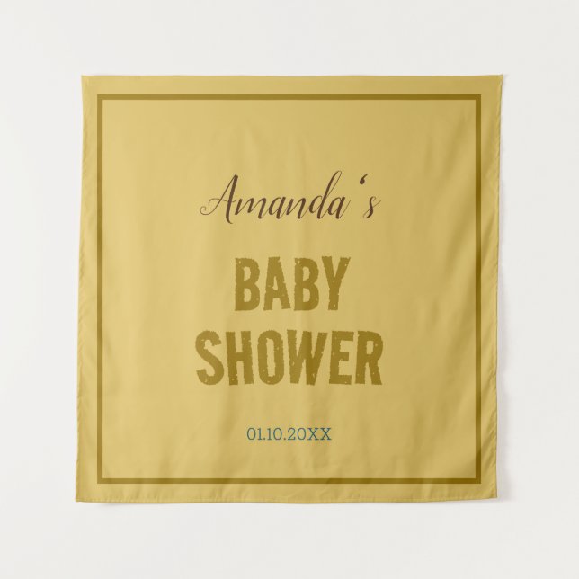 Goldfarbe Moderne Minimalistische Babydusche Wandteppich (Vorderseite)