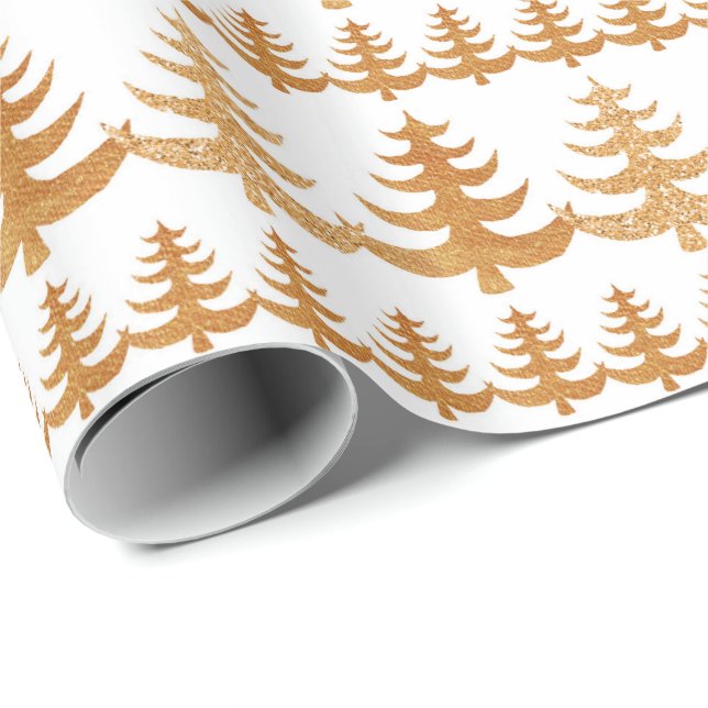 Goldfarbe Moderner Weihnachtsbaum Wasserfarbe Geschenkpapier (Rolleneckpunkt)