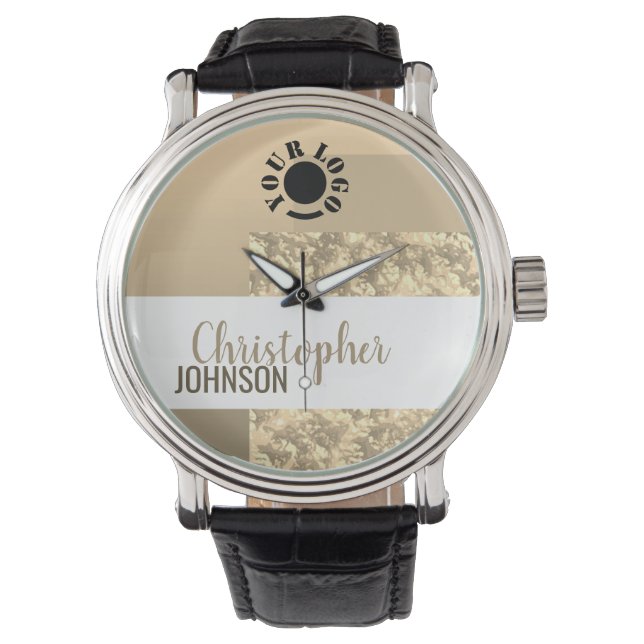 Goldfarben Eleganter Chic Anspruchsvoller Individu Armbanduhr (Vorderseite)