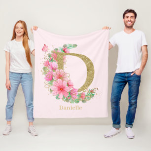 Goldfarben-Monogramm-Buchstaben D Fleecedecke