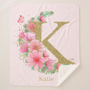 Goldfarben-Monogramm-Buchstaben K Sherpadecke