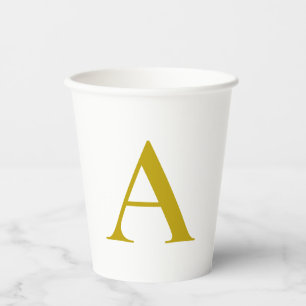 Goldfarbene benutzerdefinierte Monogramm-Anfangsbu Pappbecher