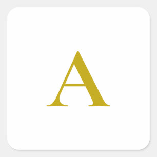 Goldfarbene benutzerdefinierte Monogramm Anfangsbu Quadratischer Aufkleber