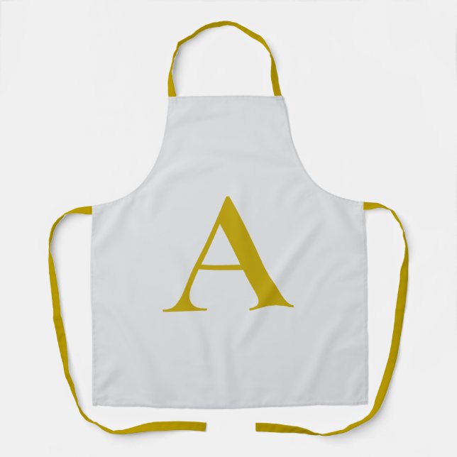 Goldfarbene benutzerdefinierte Monogramm Anfangsbu Schürze (Vorderseite)