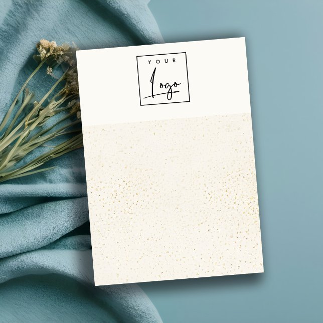 Goldfarbene Blanche-Schmuckanzeige mit weißem Logo Visitenkarte (Von Creator hochgeladen)