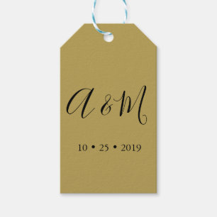 goldfarbene, elegante Gastgeschenk Hochzeit Geschenkanhänger