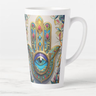 Goldfarbene filigrane Hamsa in blaugrünem Dritten Milchtasse