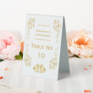 Goldfarbene Glocken-Design-Hochzeit Tischaufsteller
